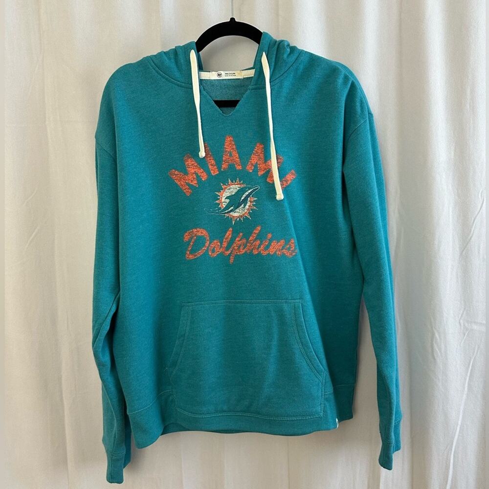 47' NFL Miami Dolphins Blue and Orange Hoodie Womens Size Medium